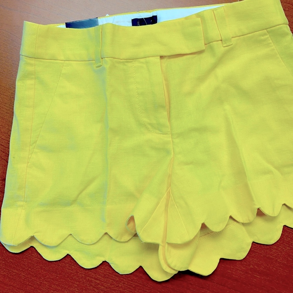 J.Crew linen scallop shorts - yellow